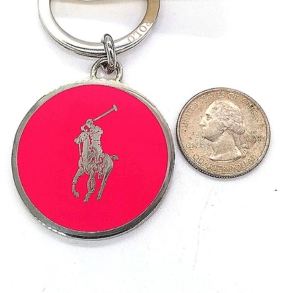 POLO RALPH LAUREN Vintage Dual Sided Pink Keychain Fob Purse charm-NWOT - Picture 5 of 5